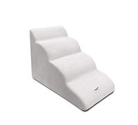 Galatée Escaleras para Perros, Escaleras para Mascotas Extraíbles y Lavables, Rampa para Mascotas Antideslizante De 4 Escalones, Escalones para Perros para Sofá De Cama Alta(Blanco)