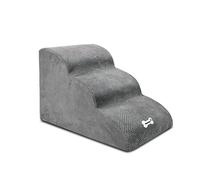 Galatée Escaleras para Perros, Escaleras para Mascotas para Perros y Gatos, Escaleras De 3 Escalones para La Cama y Sofá, Cubierta con Cremallera y Cremallera Rampa para Mascotas(Gris)