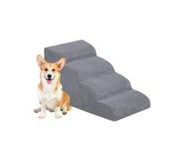 Galatée Escaleras para Perros, Rampa para Perros para Camas y Sofás, Escaleras Antideslizantes para Mascotas con Funda Extraíble y Lavable, Escaleras Inclinadas para Perros Pequeños, Gris(4-Paso)