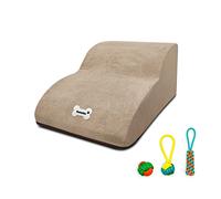 Galatée Escalones De Espuma De Alta Densidad para Mascotas De 2 Niveles, Escaleras para Perros y Rampa para Cama Alta o Sofá, para Perros Heridos, Mascotas con Dolor Articular(Marrón Claro)