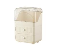 Galatée Estilo Crema Prueba de Polvo Organizador Maquillaje,Cajas Almacenamiento Maquillaje Multicapa Organizador joyería multifunción Caja de Lápiz Labial - Blanco Crema