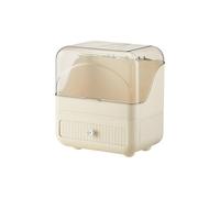 Galatée Estilo Crema Prueba de Polvo Organizador Maquillaje,Cajas Almacenamiento Maquillaje Multicapa Organizador joyería multifunción Caja de Lápiz Labial - Blanco Crema