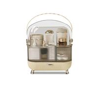 Galatée Gran Capacidad Retro Elegante a Prueba de Polvo Organizador Maquillaje,Cajas Almacenamiento Maquillaje, Organizador joyería multifunción - Amarillo