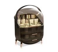 Galatée Gran Capacidad Retro Elegante a Prueba de Polvo Organizador Maquillaje,Cajas Almacenamiento Maquillaje, Organizador joyería multifunción - retro gris