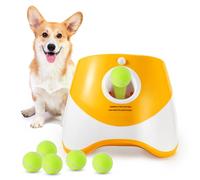 Galatée Lanzador Automático De Pelota, Pequeño Lanzador De Bolas Interactivo, Lanzacohadera Automática para Perros, Lanza De Pelota para Perros con 6 Mini Pelotas De Tenis(Naranja)