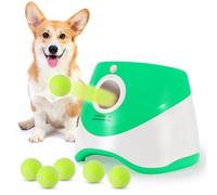 Galatée Lanzador Automático De Pelota, Pequeño Lanzador De Bolas Interactivo, Lanzacohadera Automática para Perros, Lanza De Pelota para Perros con 6 Mini Pelotas De Tenis(Verde)