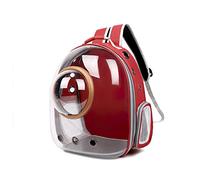 Galatée Mochila para Gatos, Mochila para Gatos Al Aire Libre, Mochila Impermeable Transparente para Perros, Mochila para Mascotas con Cápsula De Espacio Ventilado(Rojo, Cubierta Transparente)