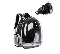 Galatée Mochila para Gatos, Mochila Transparente Expandible para Mascotas, Mochila para Gatos con Cápsula Espacial Ventilada, Mochila Portátil para Cachorros para Viajes De Camping(Negro)