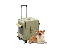 Galatée Mochila para Mascotas con Ruedas, Cochecito para Mascotas, Bolsa De Viaje para Perros con Ruedas Giratorias Extraíbles, Mochila para Perros con Ventanas De Ventilación De Malla(Verde)