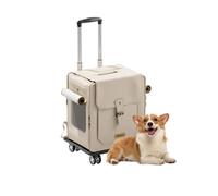 Galatée Mochila para Mascotas con Ruedas, Cochecito para Mascotas, Bolsa De Viaje para Perros con Ruedas Giratorias Extraíbles, Mochila para Perros con Ventanas De Ventilación De Malla(Blanco)