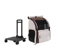 Galatée Mochila para Mascotas, Fabricada En Nailon Transpirable, con Un Diseño Estable y Gran Capacidad, Que Incluye Una Cortina Enrollable (Bolsa Gris con Base De Barra para Tirar)