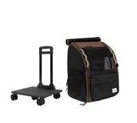 Galatée Mochila para Mascotas, Fabricada En Nailon Transpirable, con Un Diseño Estable y Gran Capacidad, Que Incluye Una Cortina Enrollable（Bolsa Negra con Base De Barra para Tirar）