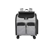 Galatée Mochila para Perros con Ruedas Extraíbles, Bolsa De Viaje para Perros Aprobada por Aerolíneas, Carriola Plegable para Mascotas con Ventanas De Malla para Ventilación(Gris)