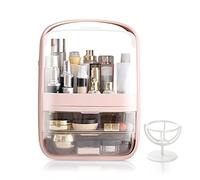 Galatée Organizador de maquillaje de oficina cajones de almacenamiento de joyas de plástico, caja de almacenamiento de cosméticos a prueba de polvo, contenedor varios para la casa caja, rosa claro,