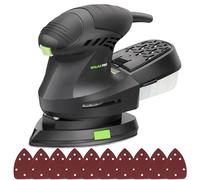 GALAX PRO Lijadora de detalles 200W 12000 OPM,Lijadora Madera Diseño Compacto con Contenedor de Polvo,Lijadora Rotorbital con 10 Hojas de Papel de Lija para Alisar Madera y Quitar Pintura