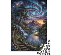 Galaxia AuroraRompecabezas Premium 1000 Piezas Cartón Corriente Forestal Antistrés Adultos, Entretenimiento Familiar, Regalo Ideal para Hobbyistas 70x50cm/1000pcs