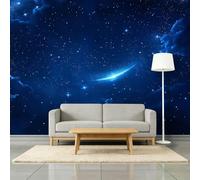 Galaxia Cielo Nocturno Patrón Estrellas Fotomurales no Tejido Azul Marino, 200 x 140 cm Papel Pintado Decoración de Pared moderna, Murales póster efecto 3D, Decorativos Murales para Salón TV Pared