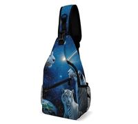 Galaxia Del Universo Del Tigre Blanca Unisex Sling Bag Casual Mochila Bandolera Ligero Bolso Cruzado Para Trabajo Ciclismo Viaje