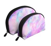 Galaxia Jaspeada Rosa Púrpura, Bolsa de Maquillaje de Concha, Monedero pequeño para Mujer, Bolsa de artículos de tocador, Bolsa de cosméticos, 2 Piezas