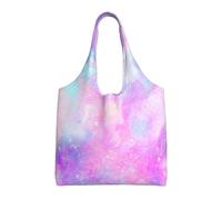 Galaxia jaspeada rosa púrpura,Bolsas de mano reutilizables, bolsas de supermercado, bolso de hombro de lona de gran capacidad