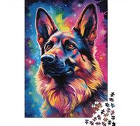 Galaxia Pastor Alemán Papel Puzzle 1000 Piezas para Adultos Educativo cartón Grueso Pastor alemán Espacial Rompecabezas decoración Pared 70x50cm/1000pcs