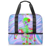 Galaxy Abstract Marble Sports Duffle Bag for Women Men Boys Kirls Galaxy Skull Weekend Overnight Bags Wet Seperated 21L Tote Bag for Travel Gym Yoga, color, 21L, Organizador de bolsas