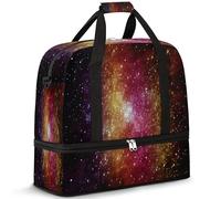 Galaxy and Stars Planet - Bolsa de viaje para mujeres y hombres, diseño de nebulosa con estrellas, bolsa de fin de semana, plegable, separada por húmedo, 47 L, para deportes, gimnasio, yoga, color, 47