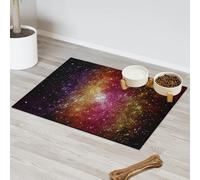 Galaxy And Stars Planet - Tapete de alimentación para mascotas, para gatos, perros, cuenco de agua, tapete de comida, estrellas, nebulosa, tapete de alimentación para mascotas, absorbente
