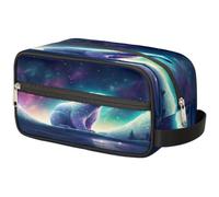 Galaxy Aurora - Bolsa de maquillaje de viaje con diseño de oso polar para mujeres, hombres, niños, niñas, niños, bolsa de lavado, neceser organizador de artículos de aseo, color, Talla única,