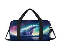 Galaxy Aurora Polar Bear - Bolsa deportiva con compartimento para zapatos, bolsa de fin de semana, viajes, gimnasio, organizador de equipaje para mujeres, hombres, niños y niñas