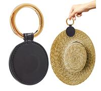 GALAXY BEAUTY Clip redondo de cuero para sombrero para bolso (negro)