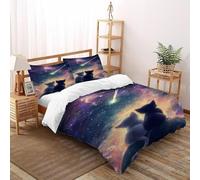 Galaxy Cats Funda De Edredón 3 Piezas con Impresión En 3D Cosmic Cats con 2 Fundas De Almohada Super King（260x220cm） Microfibra Ropa De Cama para Adultos Y Niñas