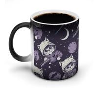 Galaxy Cats Killer - Taza de café de cerámica sensible al calor con asa que cambia de color, regalos divertidos, 325 ml
