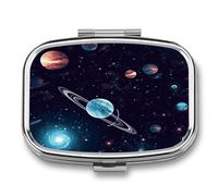 Galaxy Decor - Pastillero organizador de píldoras de medicina, pequeño pastillero de viaje, pastillero portátil para bolsillo, 2 compartimentos, pastilleros para viajes