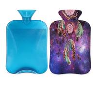 Galaxy Dream Catcher - Botella de agua caliente con funda, 2 L, bolsa de agua de gran capacidad para noches acogedoras, alivio del dolor, espalda, cuello y hombros