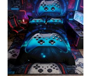 Galaxy Gamepad Juego de Funda nórdica 3D Juego de Gamepad Niños Azul Degradado Controlador de Juego Funda nórdica Gamer Edredón Funda 2 Piezas