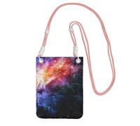 Galaxy in The Universe - Bolsa para teléfono celular, para correr, caminar, senderismo y ciclismo, mini bolsa cruzada con correa de muñeca, Rosa, Talla única