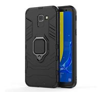 Galaxy J6 2018 Funda, MHHQ 2in1 Armadura Combinación A Prueba de Choques Heavy Duty Escudo Cáscara Dura PC + TPU con Soporte Magnetic Car Mount Case Cover para Samsung Galaxy J6 2018 -All Black