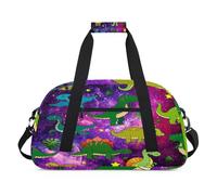 Galaxy Kawaii Dinosaur - Bolsas de lona para niñas y niños, diseño de dinosaurio, bolsa de viaje de fin de semana, 24 L, bolsa de deporte para gimnasio, práctica, color, 24 L, Organizador de bolsas