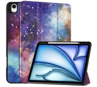 (Galaxy, Multicolor) For iPad Air 13 (2024) Case Pattern Printing Tri-fold Stand Leather Cover with Pen Slot - Don't