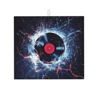 Galaxy Music Record - Alfombrilla de secado de platos, almohadilla absorbente para encimera de cocina, alfombrilla de café, protector de platos con lazo para colgar, 16 x 18 pulgadas