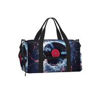 Galaxy Music Record - Bolsa de deporte para hombres y mujeres, bolsa de lona de viaje de fin de semana con compartimento para zapatos, resistente al agua, bolsa de deporte durante la noche, baile