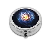 Galaxy Nebula - Caja redonda en espiral, compartimento compacto, para bolsillo, bolso, tableta de medicina portátil, soporte de vitaminas de viaje
