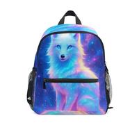 Galaxy Neon Fox - Mochila infantil con etiqueta de nombre, mochila preescolar para niñas, Galaxy Neon Fox, 6-8 Years, Lindas mochilas