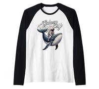 Galaxy Odyssey Astronaut Riding Cosmic Whale Art Camiseta Manga Raglan