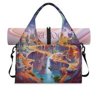 Galaxy Outer Space City - Bolsa deportiva con compartimento para zapatos, fin de semana, bolsa de equipaje para gimnasio, yoga, viajes, color, L, Bolsa de viaje