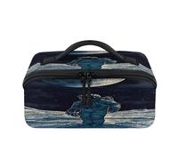 Galaxy Planet - Bolsa de maquillaje de viaje portátil impermeable con diseño de astronautas, bolsa abierta y plana, organizador de viaje para mujeres y hombres