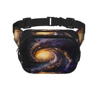Galaxy Print - Riñonera cuadrada de doble capa con estampado de galaxia, bolsa de viaje con visera ajustable, Negro -, Talla única