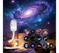 Galaxy Projector Night Light, Hd Smart Dynamic 5d Holographic Night Light Projector, USB Plug Star Projector 360° Adjustable Mini Ocean Projector for Bedroom Ceiling Wall (13 Projection Films)