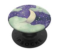 Galaxy Purple Moon Phase Star Mystic Forest Green Celestial PopSockets PopGrip Adhesivo